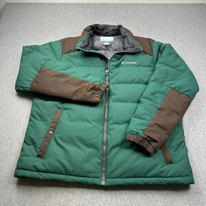Columbia Winter Challenger 550 Jacket Down Fill Puffer Men's Large Green Brown